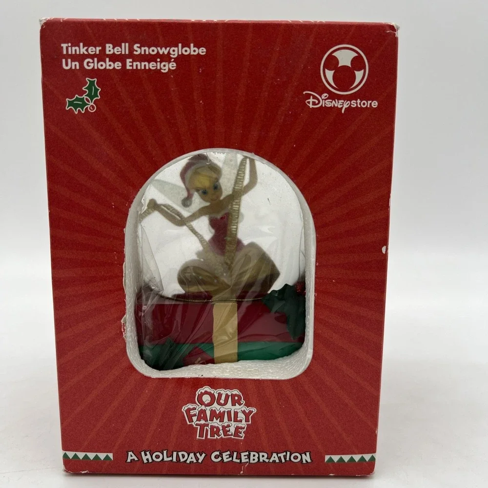 2005 Disneystore Our Family Tree Tinker Bell Snow Globe Vintage Christmas Decor
